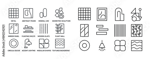 Modern line art designs featuring geometric shapes and minimalis