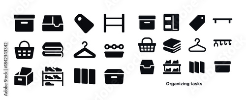 Minimalist icons for organizing and storage solutions