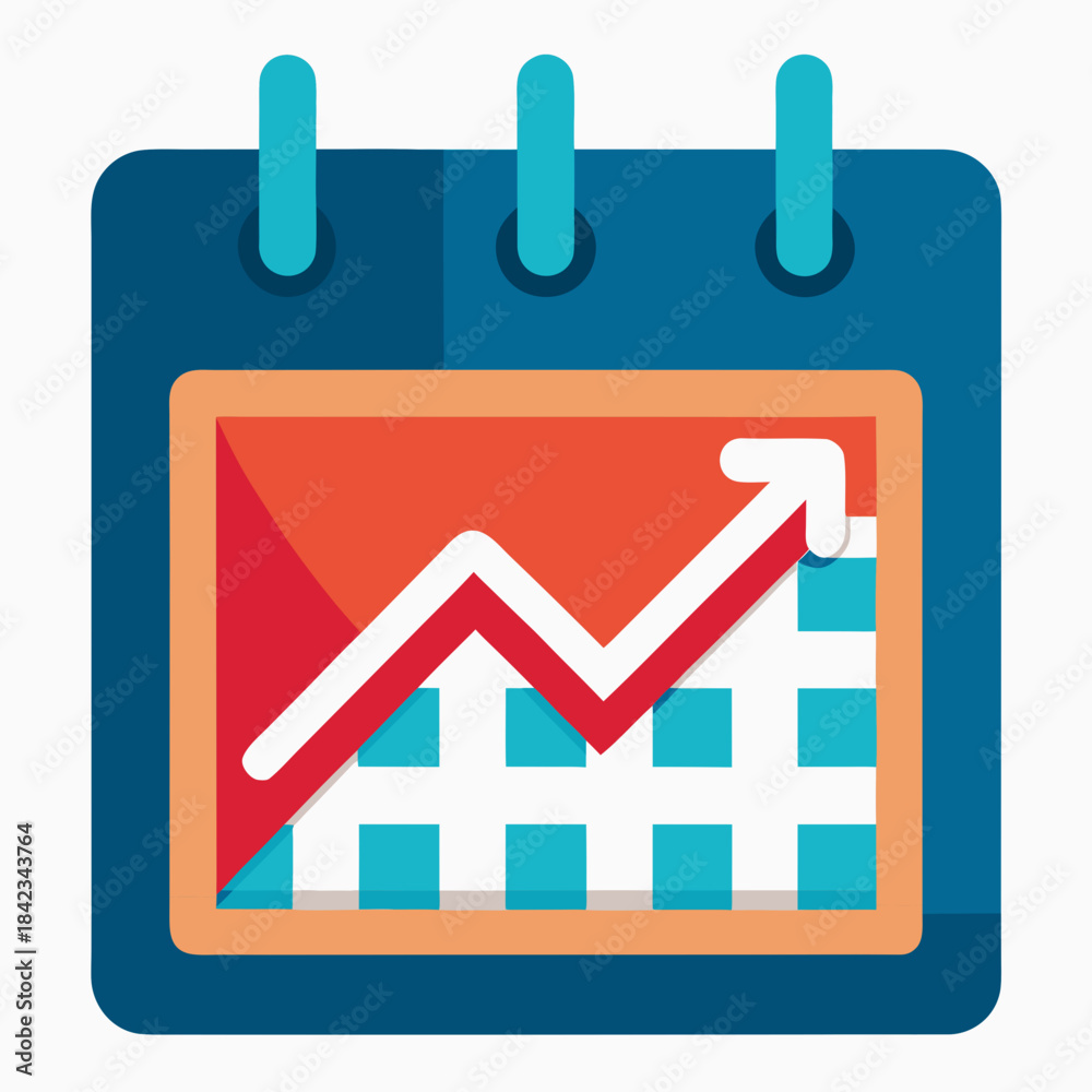 Obraz premium Progress focused calendar layout with trend arrow vector illustration