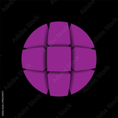 symmetrical ball circle vector, purple background, smooth lines on each curve. good for design material