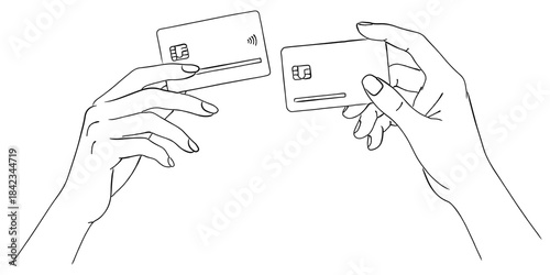 クレジットカードを持つ手のイラストセット（決済・キャッシュレス）,カード決済,支払い,電子マネー,シンプル,ベクター,線画