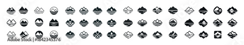 Mountain and water icons collection - minimalist nature designs