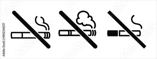 No smoking health safety prohibition icons set