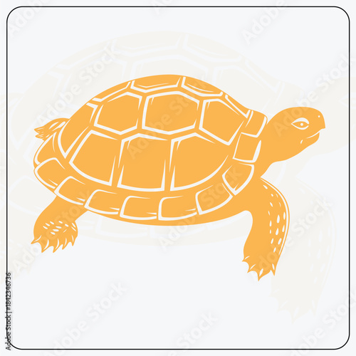 Minimalist Yellow Tortoise Vector Icon | Simple Land Turtle Mascot Logo | Reptile Animal Illustration Design