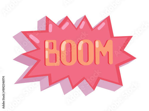 BOOM text in comic explosion bubble illustration