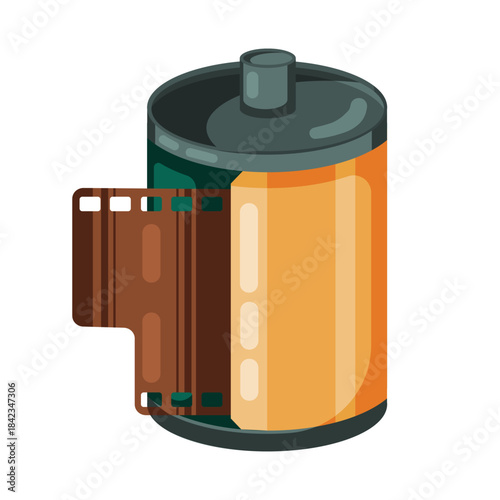 Retro 35mm photo film roll with hanging strip