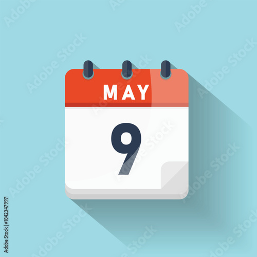 May nine calendar icon day ninth schedule reminder event planning notification appointment vector graphic