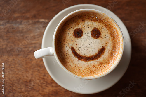 a cup of coffee with a smiley face drawn on it
