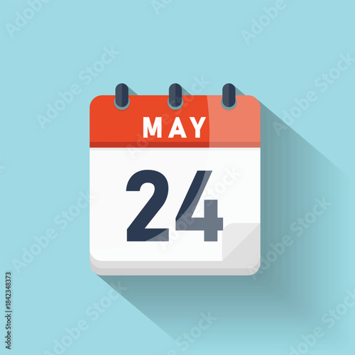 May twenty fourth calendar day icon flat design date reminder schedule event isolated
