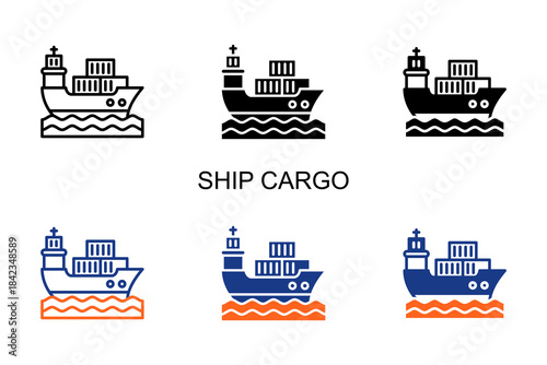 Ship Cargo Icon Multi Style Vector Illustration