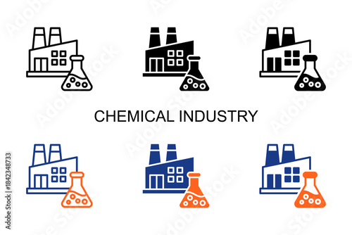 Chemical Industry Icon Multi Style Vector Illustration