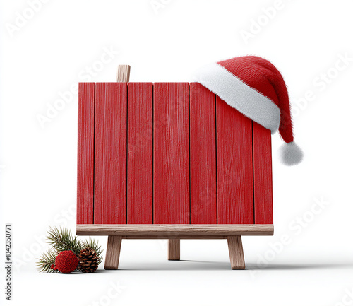 크리스마스 산타모자 나무 표지판