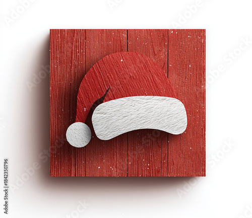 겨울 산타클로스 크리스마스 산타모자 나무 표지판 