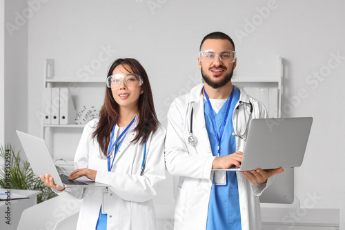 Multiracial medical team in...