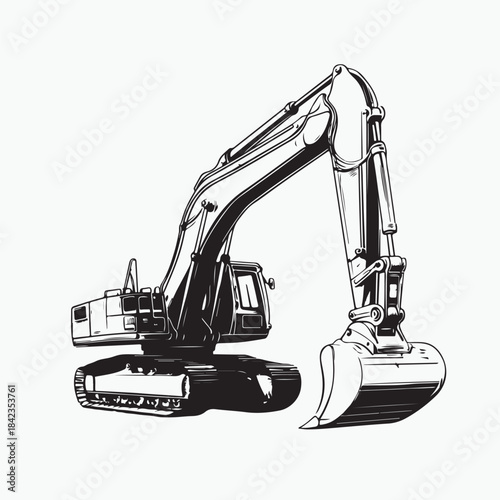 excavator on a white background