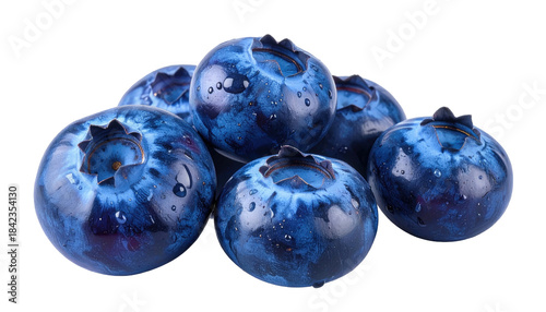 Close-up of ripe, juicy, dark blue berries with tiny water droplets