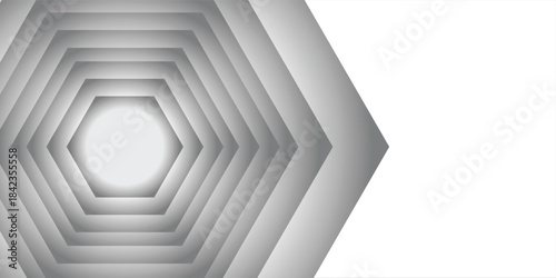 3D white abstract background overlap layer on bright space with cutout shape effect decoration. Modern graphic design element hexagons style concept for web banner, art, flyer, card, or brochure cover