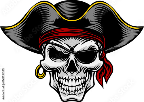 A pirate skull in a captain...