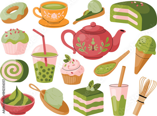 Matcha Green Tea Desserts and Drinks Collection Keywords: matcha, green tea, dessert, drink