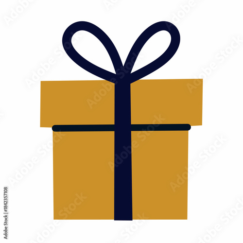 Ribbon Gift Box in Hand-Drawn Style for Celebration Graphics