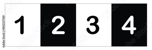 1234 latter icon black and white .Vector Illustration .EPS 10 .