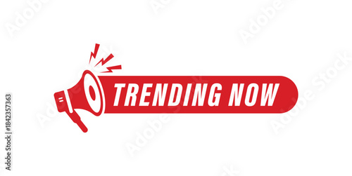 Red banner with megaphone icon showing what is trending now popular viral content