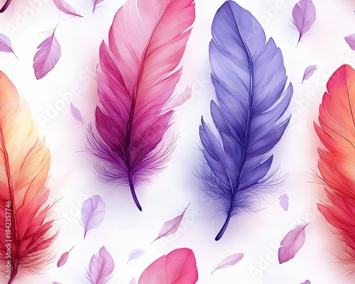 Delicate Feather Motif Pattern in Soft Colors