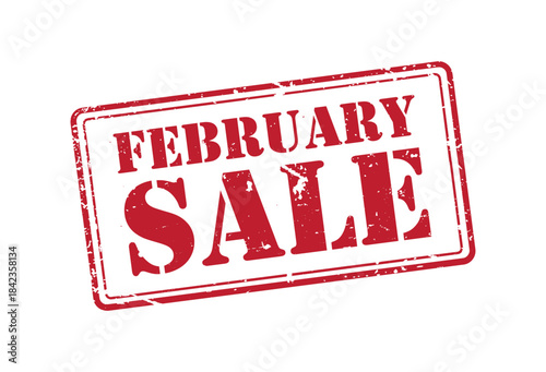 February month winter seasonal sale red rubber stamp special discount valentine promotion announcement