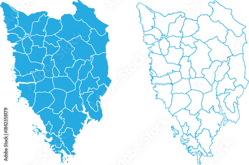 Istria County Croatia map blue administrative boundaries regions divisions modern vector design
