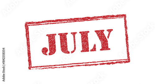 July monthly calendar date red grunge rubber stamp vector illustration season summer holiday period isolated