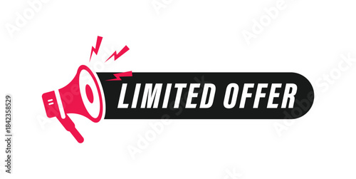 Exclusive limited offer banner special discount price promotion label graphic design megaphone icon vector