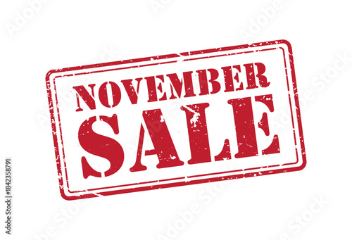November month autumn seasonal sale red rubber stamp black friday discount promotion announcement