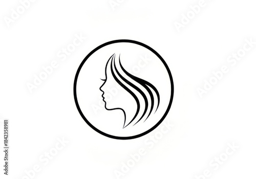 Elegant minimalist line drawing of a woman's profile in black and white, ideal for beauty, salon, or cosmetic branding designs, with ample copy space.