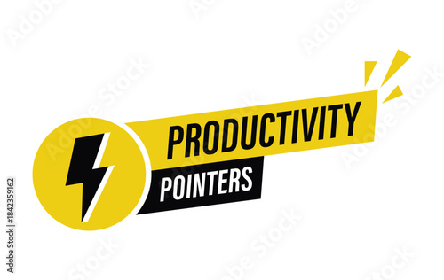 Productivity pointers motivation banner lightning icon label graphic design vector illustration for business advice