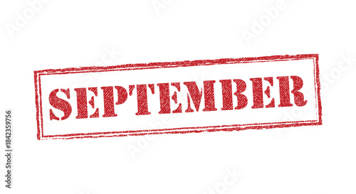 September monthly calendar date red grunge rubber stamp vector illustration season backtoschool period isolated