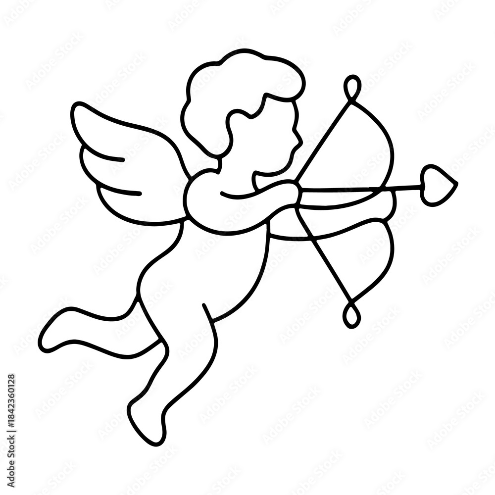 Obraz premium PNG Cupid silhouette with bow