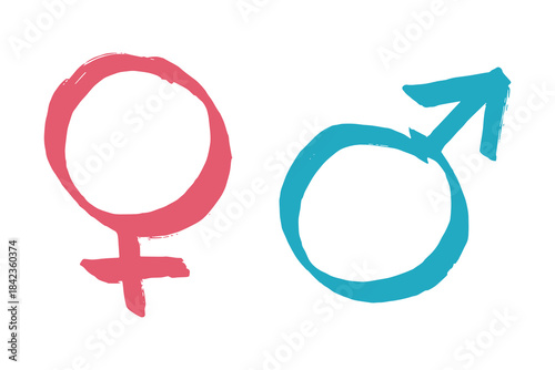 Hand drawn female and male gender identity sign Symbol used to represent sex and gender Single element for print, web, design, decor