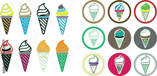 Colorful Ice Cream Cones Collection dessert sweet