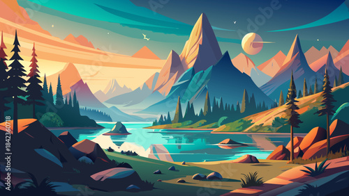 landscape with mountains