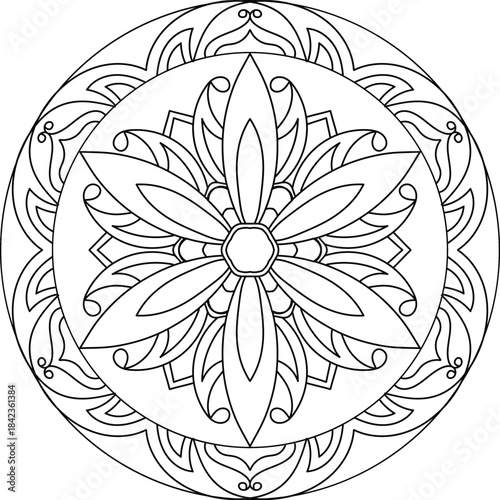 Black and white mandala vector isolated on white.