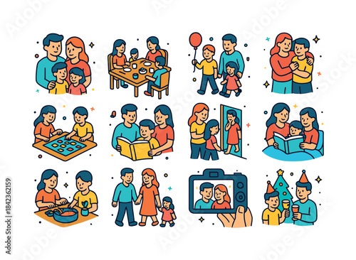 Family Icons Collection. Family. Colorful isometric vector icons