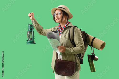 Female guide with map and l...
