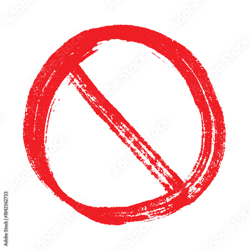 Hand drawn prohibition sign No entry symbol Red circle with cross line clipart in doodle style Ban Restriction Forbidden stop Single element for print, web, design
