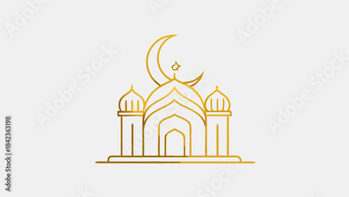 Golden mosque with crescent moon