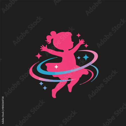 Sky pink little baby dancing