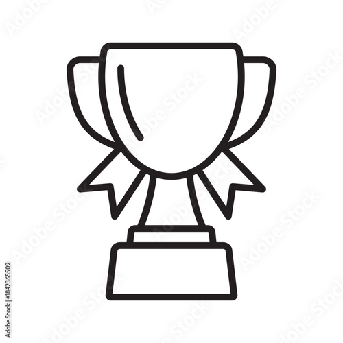 Victory Trophy Cup Line Icon – Award, Recognition, and First-Place Symbol.