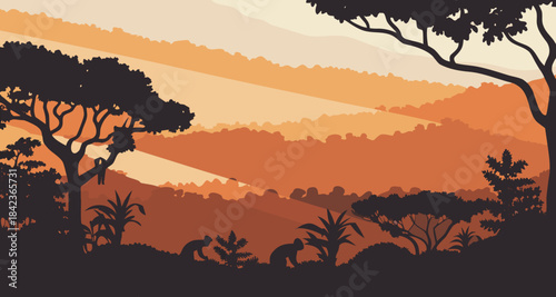 Sunset in the african savanna