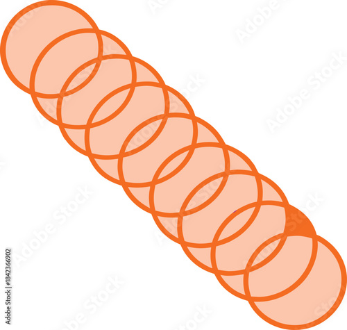 Orange rings expanding outward in a diagonal sequence vector illustration EPS file download.
