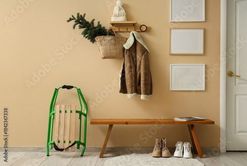 Interior of hallway with be...