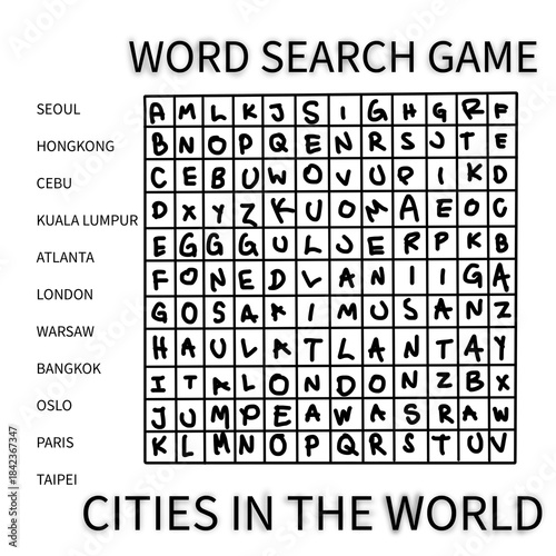 qr code icon Word search cities in the world